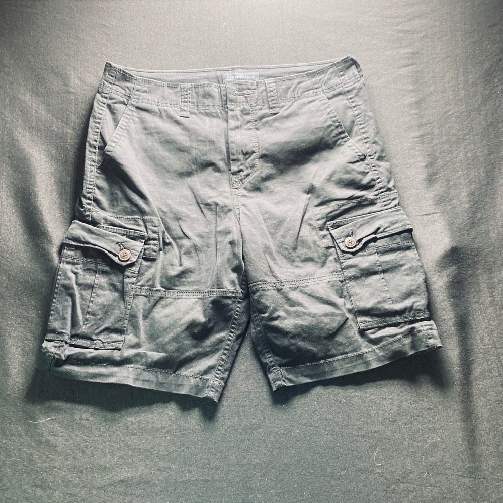 Aeropostale Mens Cargo Shorts Size 31 Black Cotton Stretch Utility Pockets